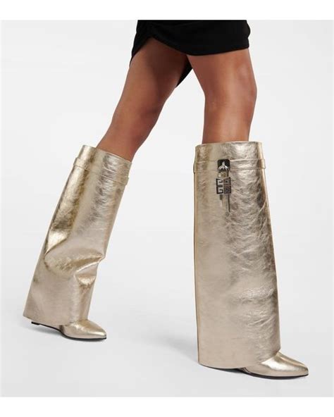 Shark Lock metallic leather knee